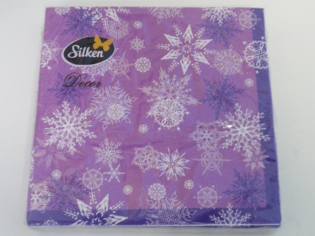 "Silken" Decor серветка Сніжинки (пурпурні) 3шар. 20шт.