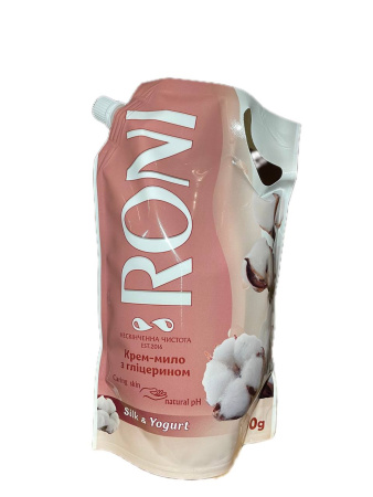 Крем-мило ТМ RoNi Silk&yogurt 900г (дой-пак зі штуцером)/8,шт