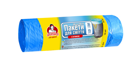 @Мішки для сміття ТМ"Помічниця" із затяжками 35л 15шт чорні (50)