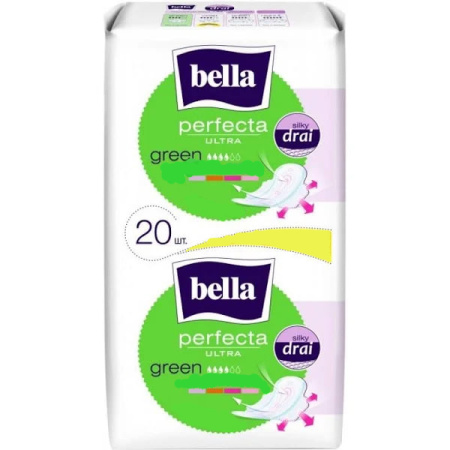 Прокладки Bella Perfecta Ultra Green silky drai (4крапельки) 10+10шт.