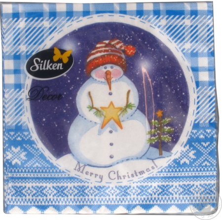 "Silken" Decor серветка Сніговик у шапці 3шар. 20шт.