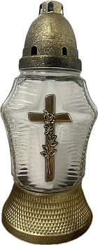 072 Лампадка велика біла/золото хрест 566 (9)