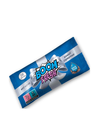 Вологі серветки 15/180 BOOM FRESH (синій)