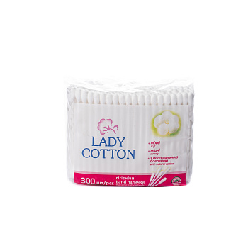 ОПТ Lady Cotton Палички ватні в поліетиленовому пакеті 300шт.(50 шт/ящ)