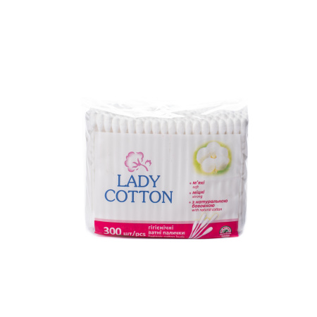 ОПТ Lady Cotton Палички ватні в поліетиленовому пакеті 300шт.(50 шт/ящ)