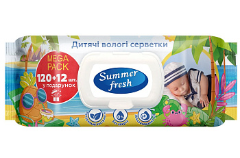 Вологі серветки дитячі Summer Fresh 132 шт