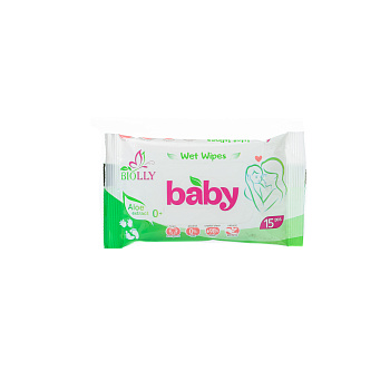 Вологі серветки "BIOLLY', for baby 15шт