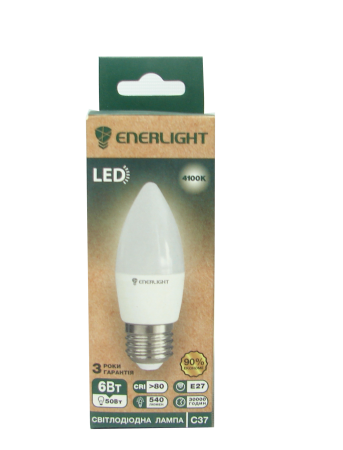 Лампа світлодіодна С37  6 Вт 4100К Е27 (40 Вт) Enerlight