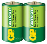 Батарейка GP GREENCELL 1.5V сольова, 13G-S2, R20, D