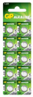 Батарейка GP  Alkaline  button cell . 1.5V 189-U10 год. лужна AG10, LR54