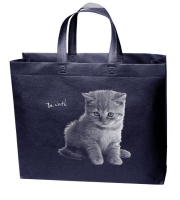 Еко сумка  середня  "Котик" ручка 40см 38,5*32*12 т. синя Еко сумка  середня  "Котик" ручка 40см 38,5*32*12 т. синя