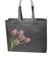 Еко сумка  середня  "Тюльпани" ручка 40см 36*30*16 сіра Еко сумка  середня  "Тюльпани" ручка 40см 36*30*16 сіра